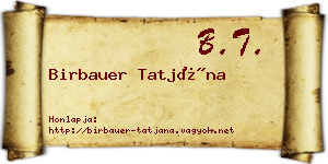 Birbauer Tatjána névjegykártya